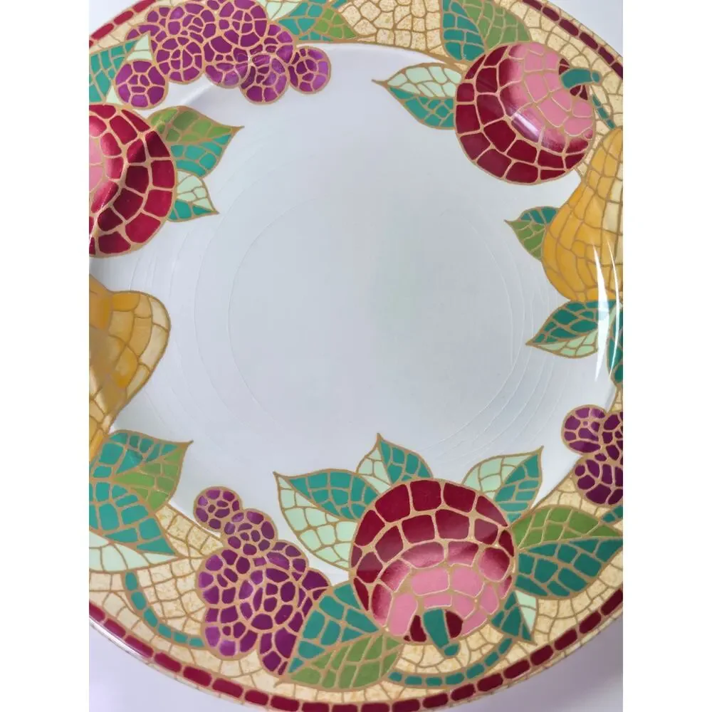 Set of 2 PIER 1 IMPORTS Red Gold Mosaic Fruit Earthenware 10.5